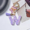 A-Z Sequined Initial Keychain with Purple Butterfly Tassel – Resin Letter Charm Keyring for Women & Girls, Backpack & Purse Accessory