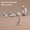 4-Piece 8mm Gold-Tone Stainless Steel Huggie Hoop Earrings Set with Cubic Zirconia Flower Studs
