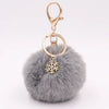 Snowflake Pom Pom Keychain for Women Soft Fur Car Key Ring Christmas Gift