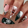 24pc Christmas Press-On Nails Set Medium Long Snowman Santa Snowflake Square Tips
