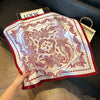 Luxury Square Silk-Feel Scarf 70 x 70 cm (27.6 x 27.6 in) Korean Fashion Floral Bandana Kerchief Wrap