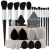 Professional Makeup Brush Set 8-29-Piece - Soft Powder, Eyeshadow & Foundation Brushes with Sponge Travel Cosmetic Kit