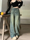 Women's Vintage High-Waist Slimming Wide-Leg Jeans — Casual Bell-Bottom Ankle-Length
