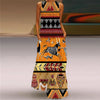 Vintage Print Boho Maxi Dress – Sleeveless V-Neck A-Line Beach Sundress with Pockets