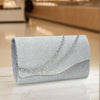 Glitter Envelope Clutch with Chain - Black Evening Party Bag