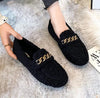 Plus Size Shearling Flats Faux Lambswool Slip-On Loafers, Fur-Lined Winter Shoes for Women