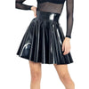 Women's Plus Size Pleated PU Patent Faux Leather Mini A-Line Umbrella Skirt