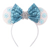 Sequin Snowflake Mouse Ear Headband with 5\" (12.7 cm) Bow – Kids & Adults Festival Party Cosplay Hairband