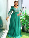 Women's Long Sleeve Chiffon Sequin A-Line Dashiki Abaya Gown — Ankle-Length Wedding & Party Dress