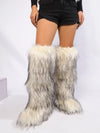Women Over-the-Knee Faux Fur Snow Boots – Plush-Lined Slip-On Flat EVA Sole