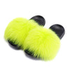 Real Fox Fur Slides for Women Luxury Furry Flat Slide Sandals