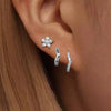 3-Pack Crystal Flower Tragus and Huggie Hoop Earring Set Gold & Silver for Cartilage, Helix & Lobe Piercing