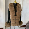 Women's Faux Fur Knit Cardigan with Faux Fox Fur Collar – Elegant Puff Sleeve Sweater Coat