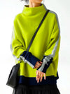 Contrast Color Plus Size Turtleneck Sweater for Women - Loose Knit Long Sleeve Warm Jumper (1XL-4XL)
