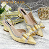 Elegant African-Inspired High Heel Chain Slingback Sandals for Women – Party & Wedding Pumps