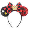 Mickey & Minnie Sequin Ear Headband with Bow – Disney-Inspired Hairband for Women & Kids, Party Cosplay