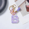 A-Z Sequined Initial Keychain with Purple Butterfly Tassel – Resin Letter Charm Keyring for Women & Girls, Backpack & Purse Accessory