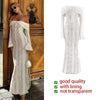 Suninheart White Off-the-Shoulder Lace Bodycon Maxi Dress for Women – Long Sleeve Elegant Wedding Guest Dress