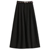 Plus Size High-Waisted Pleated A-Line Wrap Skirt, Elegant Autumn Casual for Women