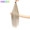 3-Pack 28-Inch (71 cm) Straight Crochet Braids Synthetic Hair Extensions High-Temperature Ombre Blonde Brown Gray