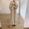 White Long Knit Cardigan for Women – Fluffy Long-Sleeve Korean-Style Vintage Sweater Coat