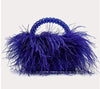 Pearl Bead Feather Fur Acrylic Crystal Box Clutch — Handmade Evening Party Handbag