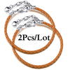 2-Pack Leather Chain Charm Bracelets with Beads – Handmade Couples Pulsera Jewelry (Unisex)