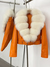 ZMEENNA Women's Faux Leather Moto Jacket with Detachable Faux Fur Collar - Short Warm Winter Coat