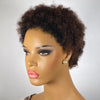 Ombre Honey Brown Low Cut Afro Pixie Wig - 100% Remy Human Hair, 200% Density, Short Afro Kinky Wave, Transparent Swiss Lace, Glueless