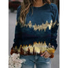 Plus Size Printed Knit Sweater for Women, Long Sleeve Round-Neck Pullover 1XL-5XL - Autumn Winter