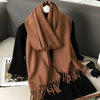 Women's Winter Scarf, Thick Cashmere-Look Pashmina Shawl with Tassels, Windproof Wrap, 175+ cm (69+ in) — 62 Colors