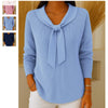 Plus Size Bow Knit Sweater for Women - Long Sleeve Butterfly Collar Casual Pullover