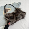 Real Fox Fur Hobo Shoulder Bag for Women, Luxury Winter Evening Handbag, 20 x 35 x 10 cm (7.9 x 13.8 x 3.9 in)
