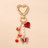 Enamel Flower & Butterfly Heart Keychain – Cute Love Key Ring Handbag Charm Pendant for Women & Girls
