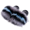 Real Fox Fur Slides for Women Luxury Furry Flat Slide Sandals