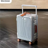 Front-Opening Polycarbonate Carry-On Spinner with Aluminum Frame, Laptop Compartment, USB Charging Port & Lock