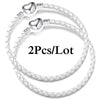2-Pack Leather Chain Charm Bracelets with Beads – Handmade Couples Pulsera Jewelry (Unisex)