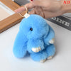 Fluffy Real Rabbit Fur Bunny Pom Pom Keychain 15 cm (5.9 in) for Bag & Car
