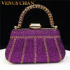 Rhinestone Evening Clutch Diamond-Style Minaudiere with Metal Handle & 47in (120cm) Chain