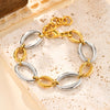 Elliptical Stainless Steel Chain Bracelet for Women, Handmade Waterproof, Lobster Clasp