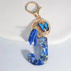 Blue Glazed Stone A to Z Initial Keychain with Butterfly Tassel – 55mm (2.17 in) Resin Alphabet Charm for Women, Car & Bag