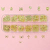 120-Pack 3D Gold Metal Nail Charms Bow Butterfly Diamond Star Nail Art Decorations