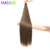 3-Pack 28-Inch (71 cm) Straight Crochet Braids Synthetic Hair Extensions High-Temperature Ombre Blonde Brown Gray