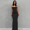 NSANGU Satin Slip Backless Maxi Dress Y2K Sleeveless Spaghetti Strap A-Line Evening Dress