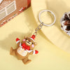 Santa and Reindeer Resin Christmas Keychain - Cute Cartoon Pendant Key Ring Charm for Backpack Purse Ornament
