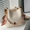 Women's Ribbon Chain Bucket Bag - Large Capacity PU Shoulder & Crossbody Bag