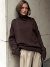 Women's Oversized Turtleneck Sweater - Vintage Knit Pullover, Soft Warm Winter Sweater (Red, Gray)