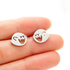 Cute Halloween Ghost Stud Earrings for Women – Stainless Steel Cartoon Minimalist Earrings (Black/Silver/Gold/Rose Gold)