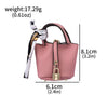 Mini Leather Basket Bag Keychain - Cute Round Pendant Handbag for Bluetooth Earbuds & Small Items