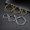 6-Pair Stainless Steel Smooth Open Hoop Earrings Set - Unisex Fashion Jewelry Gift